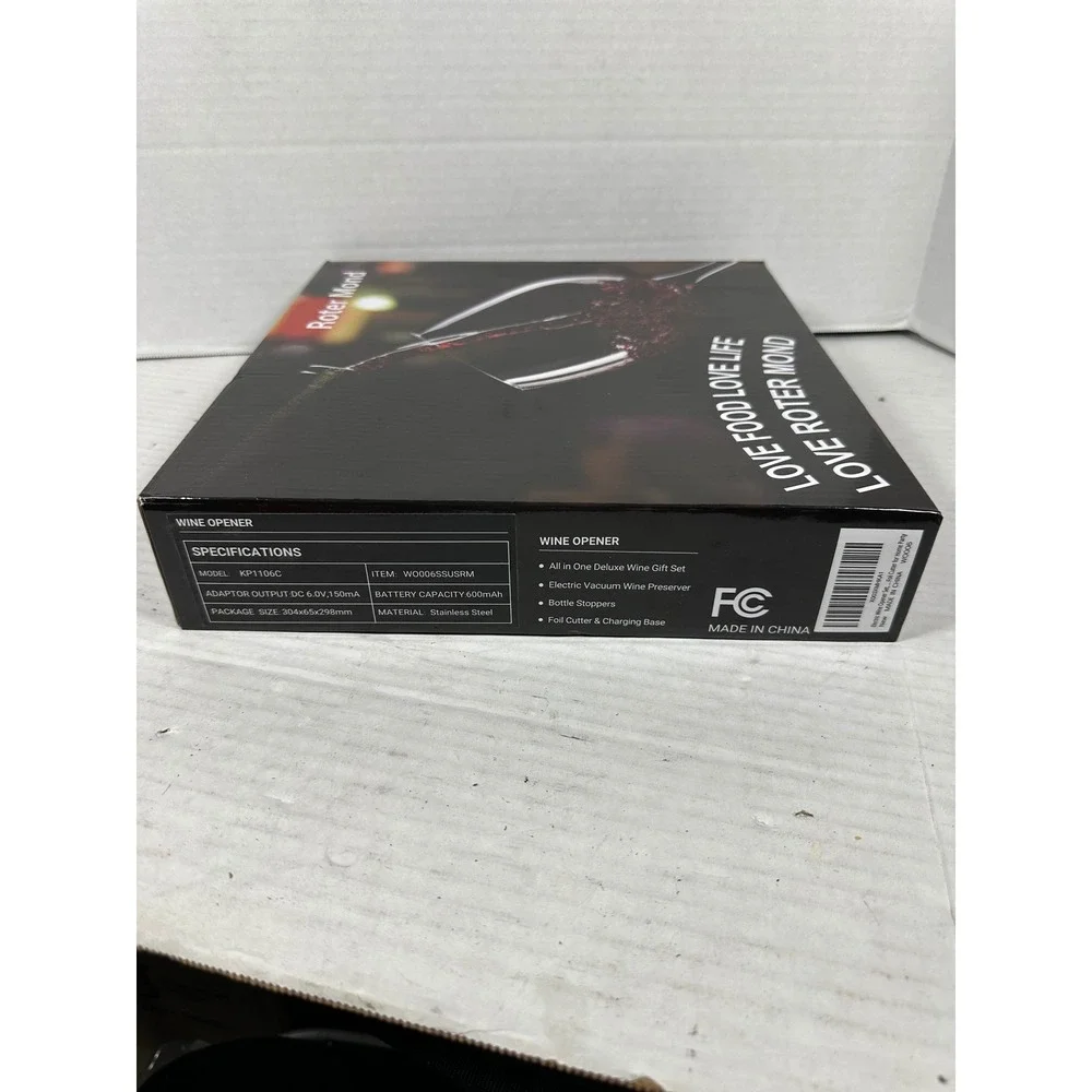 Roter Mond Electric Wine‎ Opener Set Stainless Steel Rechargeable KP1106C NIB